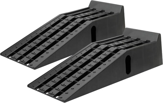 Ironton Poly Car Ramp Set, 12,000-Lb. GVW, 35.5in.L x 12in.W, 2-Pc. | High-impact construction, 6, 000-lb. capacity per ramp, Non-skid tread, Rubber feet, Fits cars/SUVs/trucks/vans