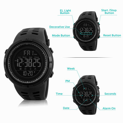 L LAVAREDO Mens Digital Watch Sports Military Watches Waterproof Outdoor Chronograph Wrist Watches for Men with LED Back Ligh/Alarm/Date