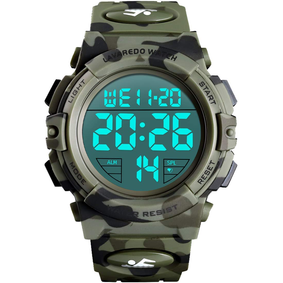 L LAVAREDO Mens Digital Watch Sports Military Watches Waterproof Outdoor Chronograph Wrist Watches for Men with LED Back Ligh/Alarm/Date