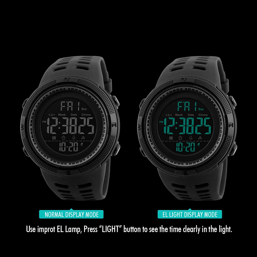 L LAVAREDO Mens Digital Watch Sports Military Watches Waterproof Outdoor Chronograph Wrist Watches for Men with LED Back Ligh/Alarm/Date