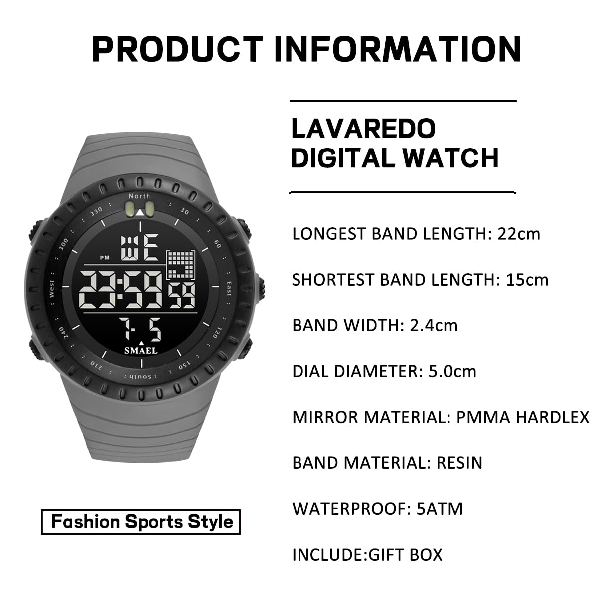 L LAVAREDO Mens Digital Watch Sports Military Watches Waterproof Outdoor Chronograph Wrist Watches for Men with LED Back Ligh/Alarm/Date