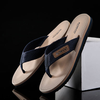 Comfortable Casual Summer Flip- Flops Men Beach Slippers Sandals Simple Luxury Design Indoor Non-Slip Black Flip Flops