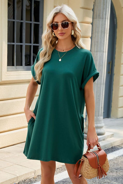 Short Sleeve Mini Dress with Pockets Casual & Stylish Everyday Wear
