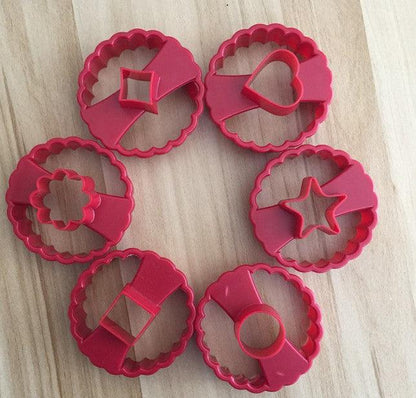 6Pcs Cookie Cake Cutter Decorating Fondant Cutters Tool Cookie Cutters Round Multifunctional Fudge Pastry Baking Mold Star Cookie Cutter Heart Center