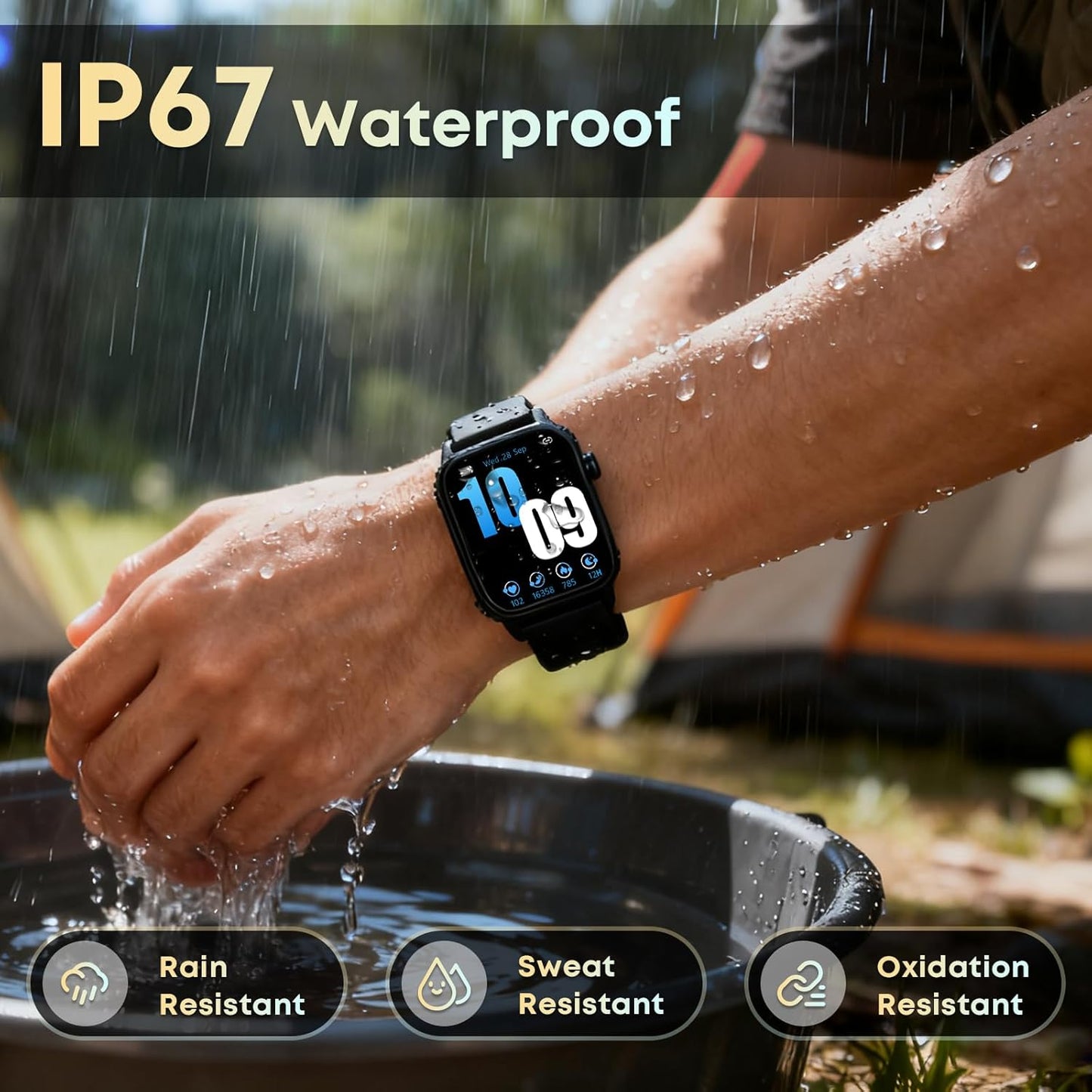 Smart Watch for Men, 120+ Sports Modes Smartwatch with 1.83" HD Touchsreen, Sleep Monitor, IP67 Waterproof, Bluetooth Call & Music Control Fitness Watch for iPhone/Android Black