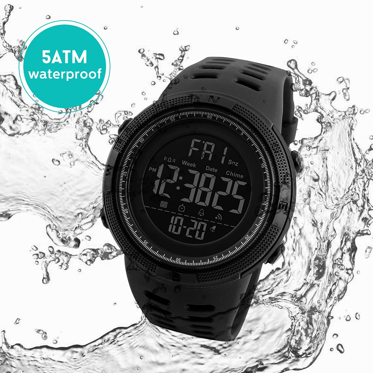 L LAVAREDO Mens Digital Watch Sports Military Watches Waterproof Outdoor Chronograph Wrist Watches for Men with LED Back Ligh/Alarm/Date