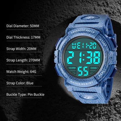 L LAVAREDO Mens Digital Watch Sports Military Watches Waterproof Outdoor Chronograph Wrist Watches for Men with LED Back Ligh/Alarm/Date