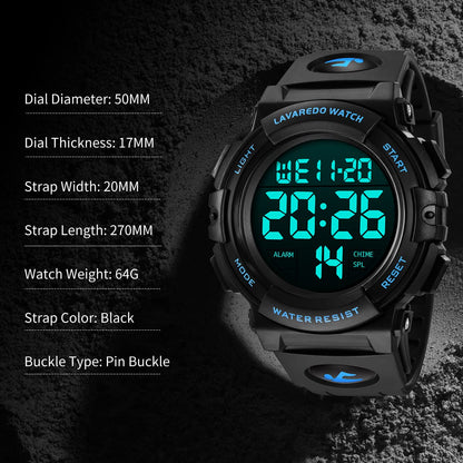 L LAVAREDO Mens Digital Watch Sports Military Watches Waterproof Outdoor Chronograph Wrist Watches for Men with LED Back Ligh/Alarm/Date