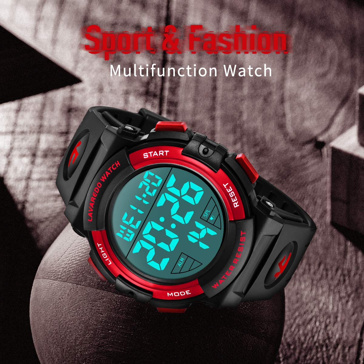 L LAVAREDO Mens Digital Watch Sports Military Watches Waterproof Outdoor Chronograph Wrist Watches for Men with LED Back Ligh/Alarm/Date