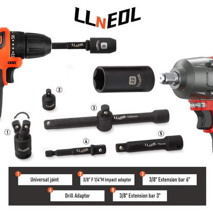 LLNEDL Impact Socket Set 3/8 Drive,95Pcs Deep&Shallow Socket Wrench Set,6 Point Metric&Standard Full |5/16"-3/4",8-22mm| with Spark Plug Sockets,72T Ratchet Handle, Screwdrivers for Automotive&Home