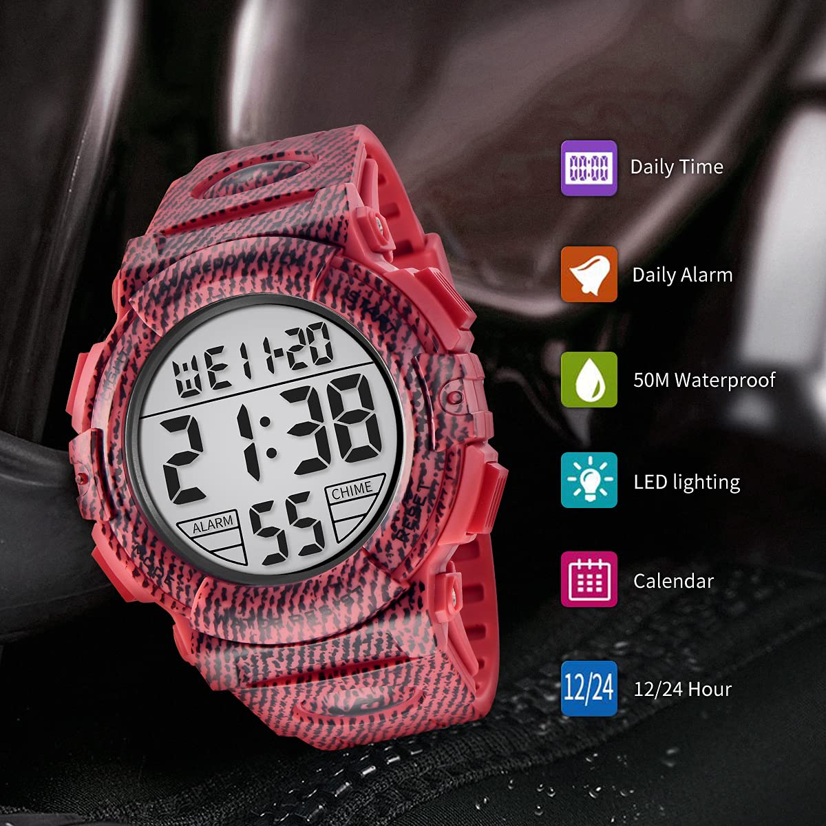 L LAVAREDO Mens Digital Watch Sports Military Watches Waterproof Outdoor Chronograph Wrist Watches for Men with LED Back Ligh/Alarm/Date