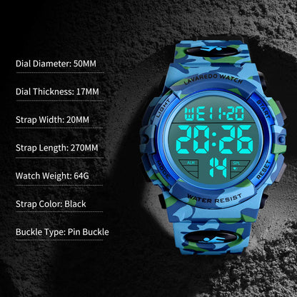L LAVAREDO Mens Digital Watch Sports Military Watches Waterproof Outdoor Chronograph Wrist Watches for Men with LED Back Ligh/Alarm/Date