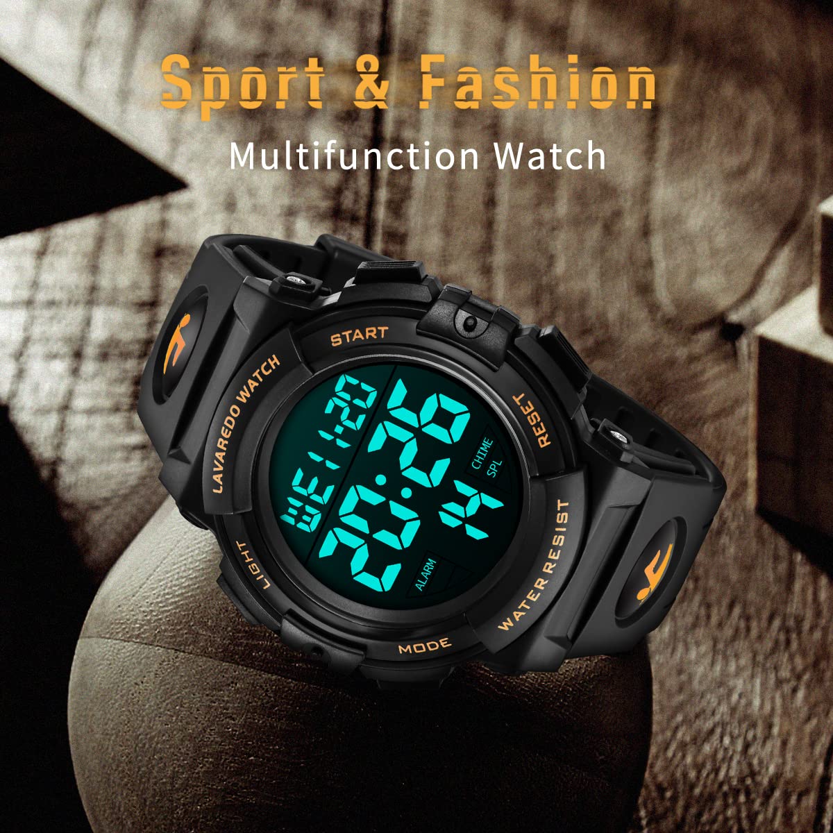 L LAVAREDO Mens Digital Watch Sports Military Watches Waterproof Outdoor Chronograph Wrist Watches for Men with LED Back Ligh/Alarm/Date