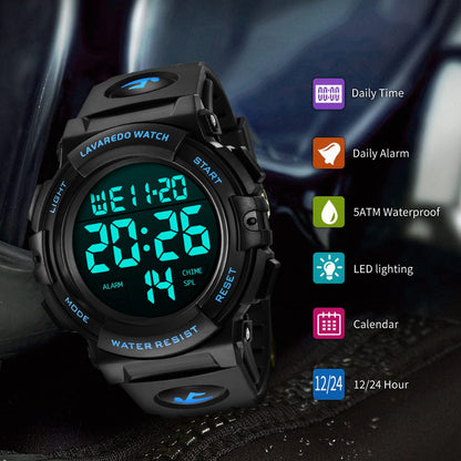 L LAVAREDO Mens Digital Watch Sports Military Watches Waterproof Outdoor Chronograph Wrist Watches for Men with LED Back Ligh/Alarm/Date