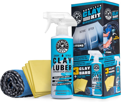 Chemical Guys, Complete Clay Bar Kit, Paint Restoration System for Cars | Clay bar and lubricant lift bonded grime, overspray and fallout, prepping smooth paint for wax, sealant or coating