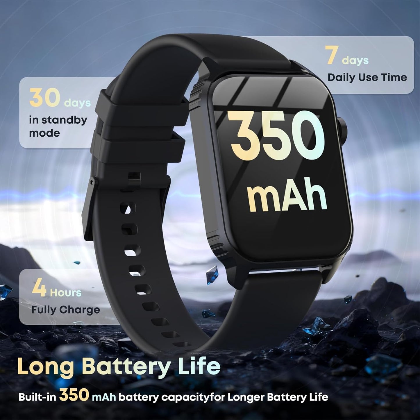 Smart Watch for Men, 120+ Sports Modes Smartwatch with 1.83" HD Touchsreen, Sleep Monitor, IP67 Waterproof, Bluetooth Call & Music Control Fitness Watch for iPhone/Android Black