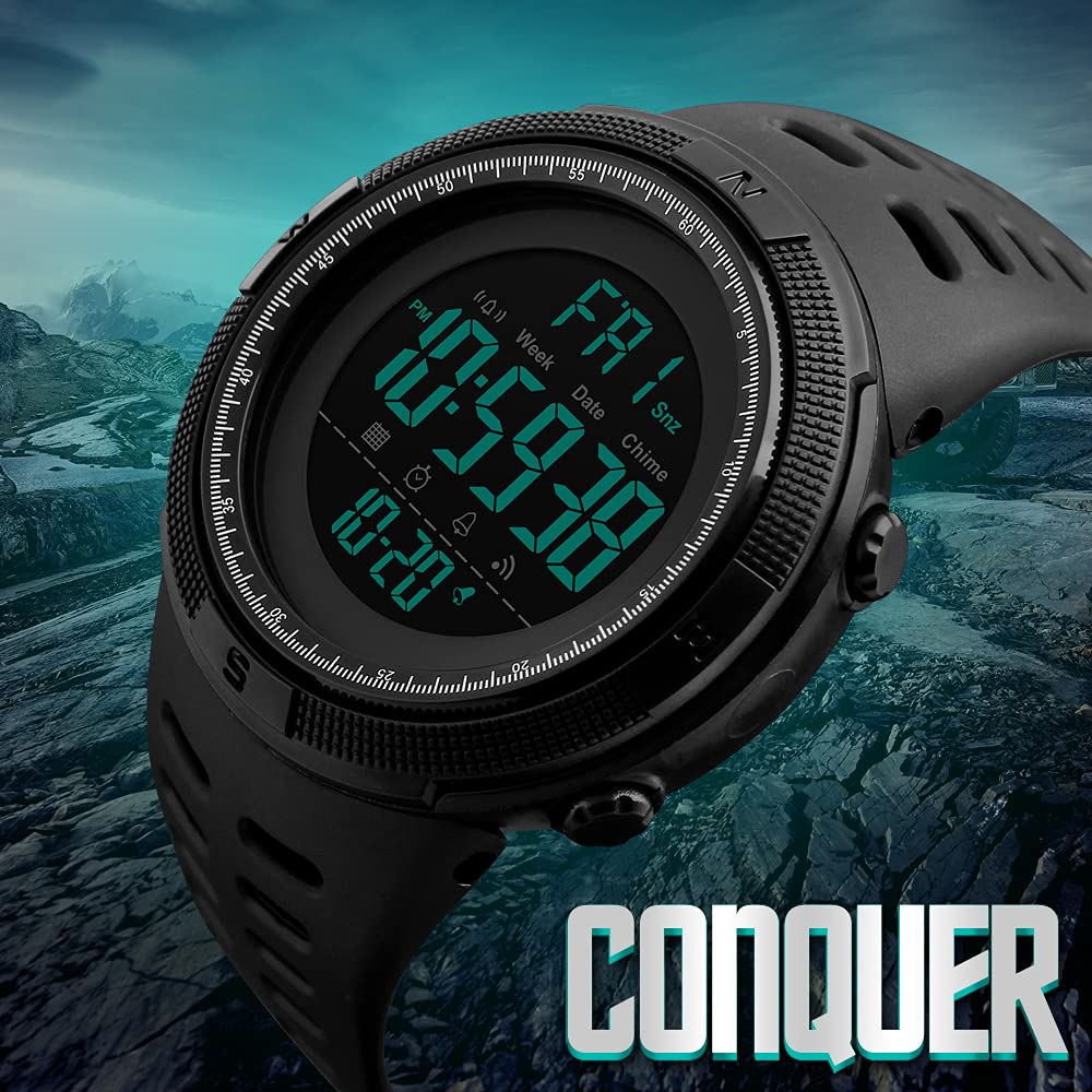 L LAVAREDO Mens Digital Watch Sports Military Watches Waterproof Outdoor Chronograph Wrist Watches for Men with LED Back Ligh/Alarm/Date