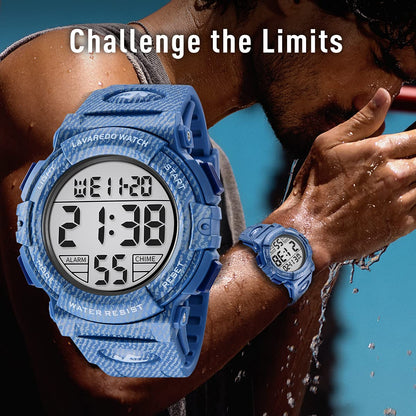 L LAVAREDO Mens Digital Watch Sports Military Watches Waterproof Outdoor Chronograph Wrist Watches for Men with LED Back Ligh/Alarm/Date