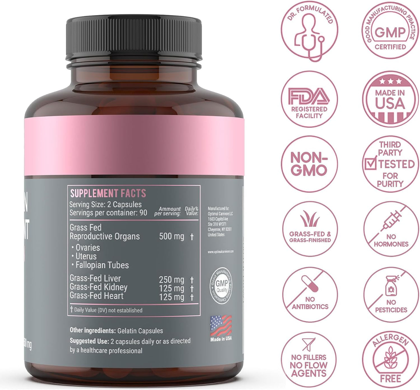 Beef Organ Supplement for Women | Supports Hormone Balance | Ovary, Uterus & Reproductive Nourishment + Liver, Kidney & Heart for Cycle Harmony, Mood Ease & Feminine Energy | 90 Day Supply