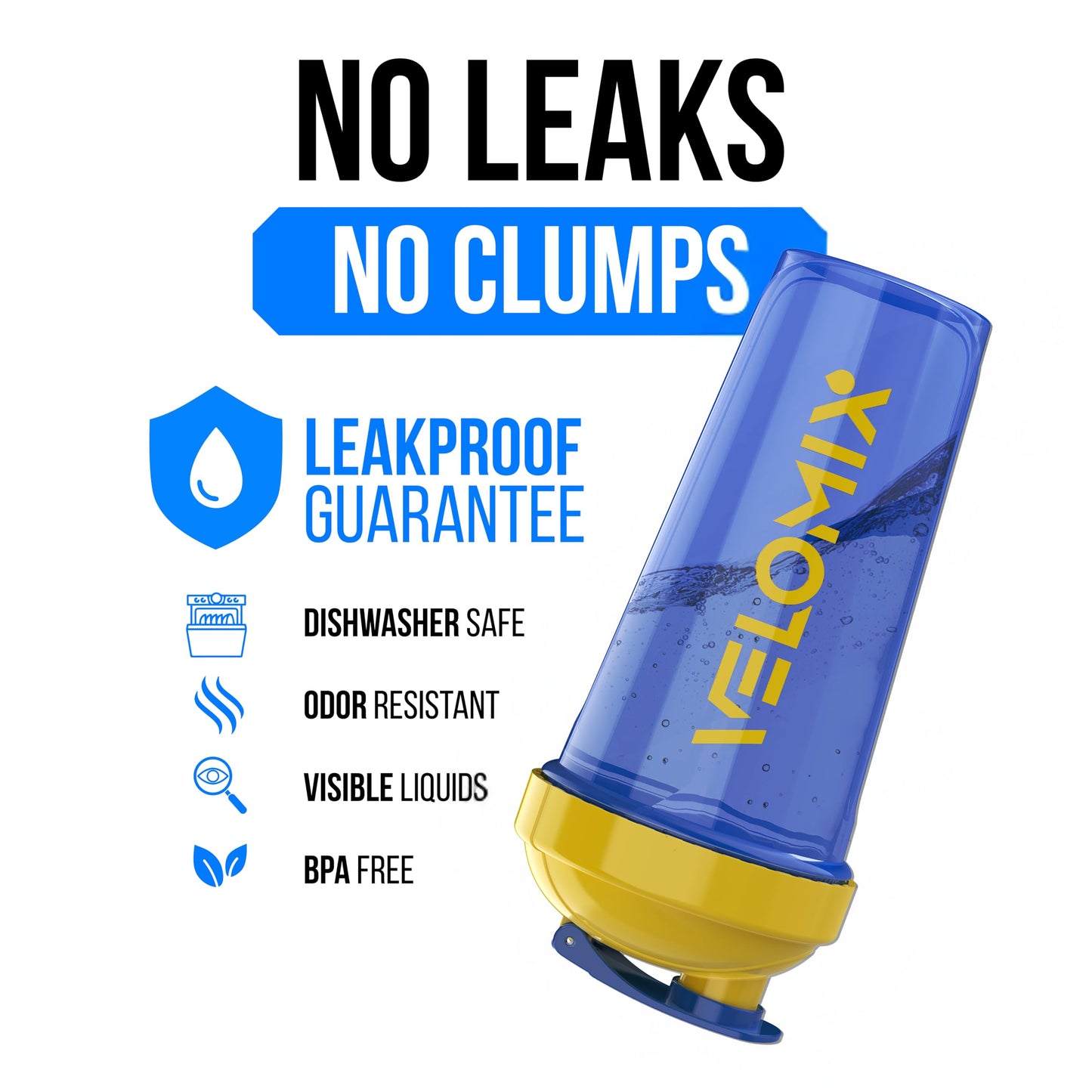 VELOMIX -2 Pack- 28 oz Protein Shaker Bottles for Protein Mixes - 2x Wire Whisk | Leak Proof Shaker Cups for Protein Shakes | Protein Shaker Bottle Pack (Black/Transparent)