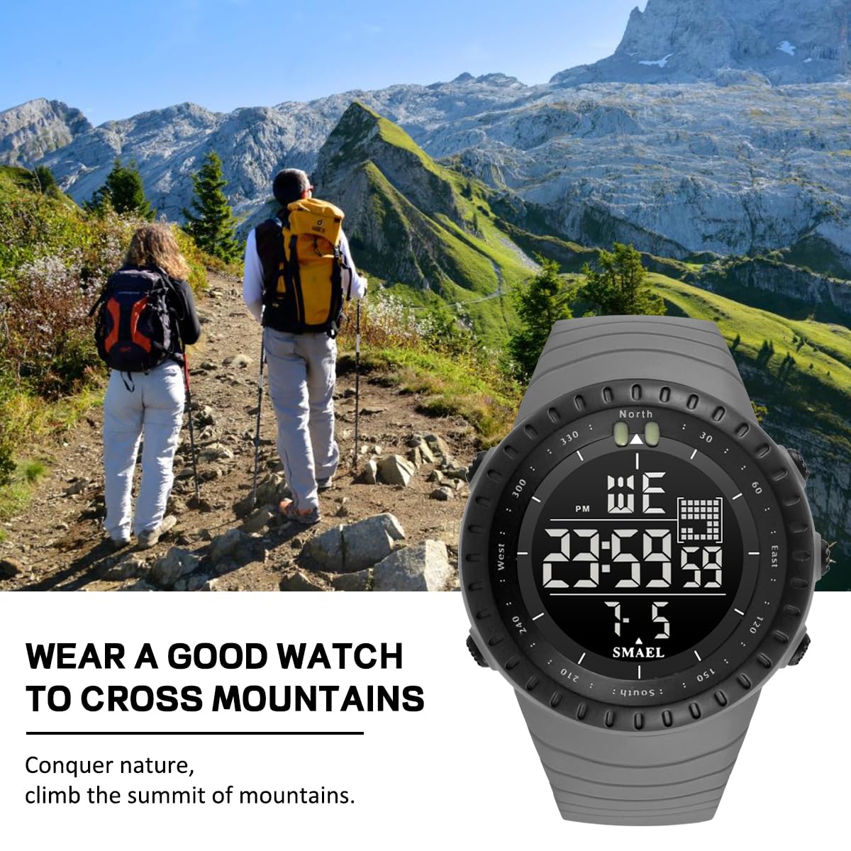 L LAVAREDO Mens Digital Watch Sports Military Watches Waterproof Outdoor Chronograph Wrist Watches for Men with LED Back Ligh/Alarm/Date