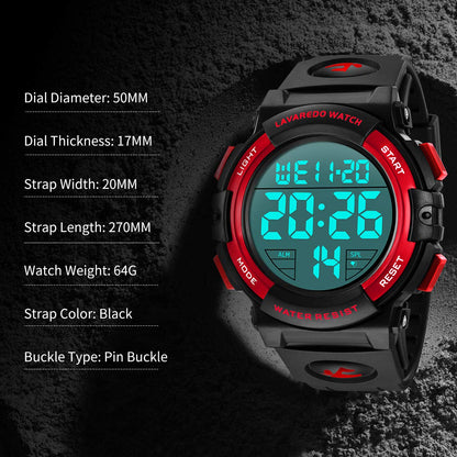 L LAVAREDO Mens Digital Watch Sports Military Watches Waterproof Outdoor Chronograph Wrist Watches for Men with LED Back Ligh/Alarm/Date