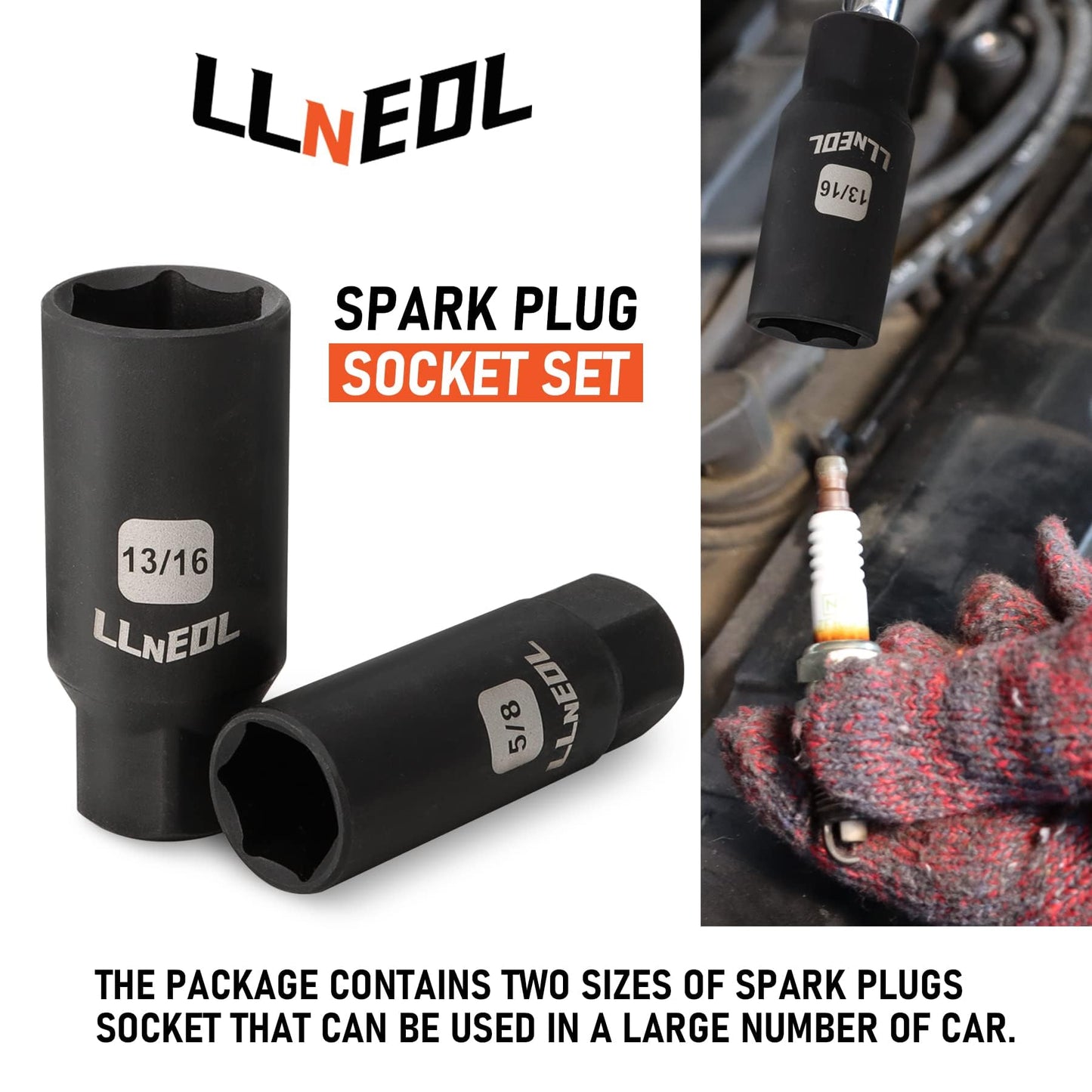 LLNEDL Impact Socket Set 3/8 Drive,95Pcs Deep&Shallow Socket Wrench Set,6 Point Metric&Standard Full |5/16"-3/4",8-22mm| with Spark Plug Sockets,72T Ratchet Handle, Screwdrivers for Automotive&Home