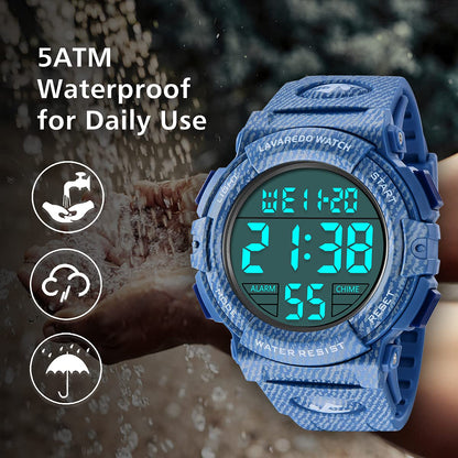 L LAVAREDO Mens Digital Watch Sports Military Watches Waterproof Outdoor Chronograph Wrist Watches for Men with LED Back Ligh/Alarm/Date