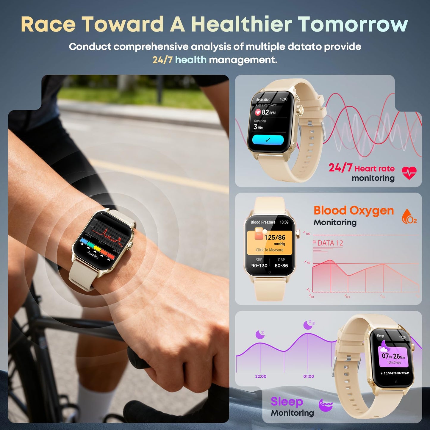 Smart Watch for Men, 120+ Sports Modes Smartwatch with 1.83" HD Touchsreen, Sleep Monitor, IP67 Waterproof, Bluetooth Call & Music Control Fitness Watch for iPhone/Android Black
