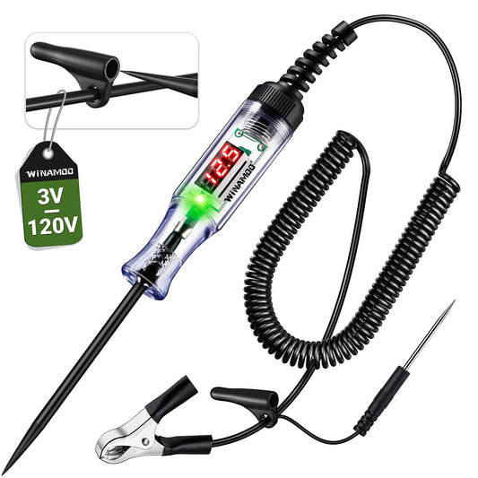 WINAMOO Automotive Test Light with 3-48V LED Digital Voltage Display, Auto Circuit Tester with Voltmeter & Dual Color Polarity Indicate, Electric Test Pen w/Stainless Probe for Car/Truck/SUV Checker