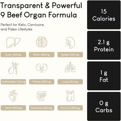 Beef Organ Supplement for Women | Supports Hormone Balance | Ovary, Uterus & Reproductive Nourishment + Liver, Kidney & Heart for Cycle Harmony, Mood Ease & Feminine Energy | 90 Day Supply