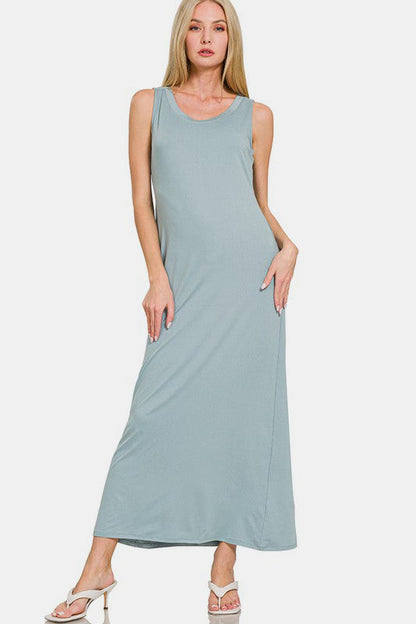 Scoop Neck Wide Strap Tank Dress For Women – Simple & Classic, Flattering Scoop Neck, Comfortable Wide Strap Design