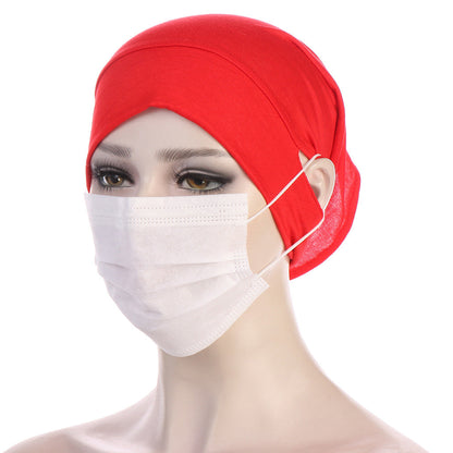 NEW Soft Cotton Hijab Breathable Turban Tie Under Scarf Elegant Ear Hole Stretch Inner Hijabs Lightweight Turban Round Front Under Hijab Caps Female Turban Bonnet