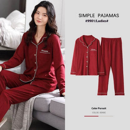 100% Cotton New Trendy  Pajamas For Women Full Sleeves Pajamas Button Down Winter Sleepwear Set Women White Cotton Pajamas Women's Loose Size V-neck Home Suit Long Sleeve Wide Leg Pants Pajamas Casual Home wear