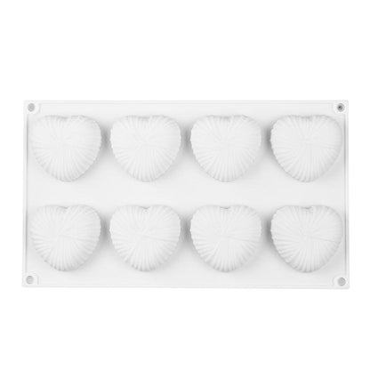 8 Cavities Silicone Cake Mold Nonstick Heat Resistant Reusable Baking Tools Birthday Christmas Bakeware Mini Heart Mould Silicone Mold For Chocolate 8 Cavities 3D Heart Molds For Chocolate Cake Mold Tray