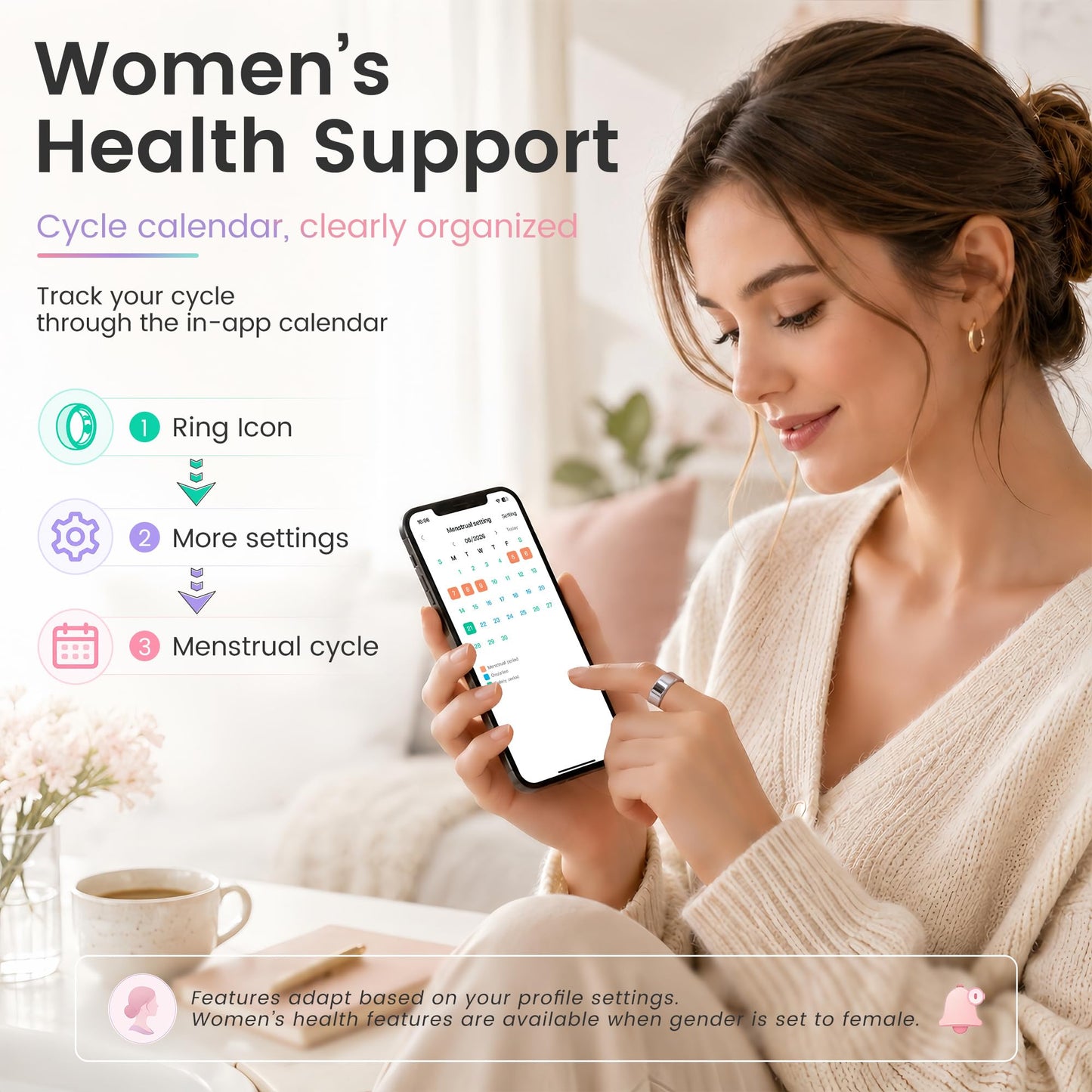 Smart Ring for Men & Women, Fitness Tracker, Sleep, Heart Rate, SpO2 | No subscription app, iOS & Android compatible, IP68 waterproof, sleep and naps, activity, women's health, family care.