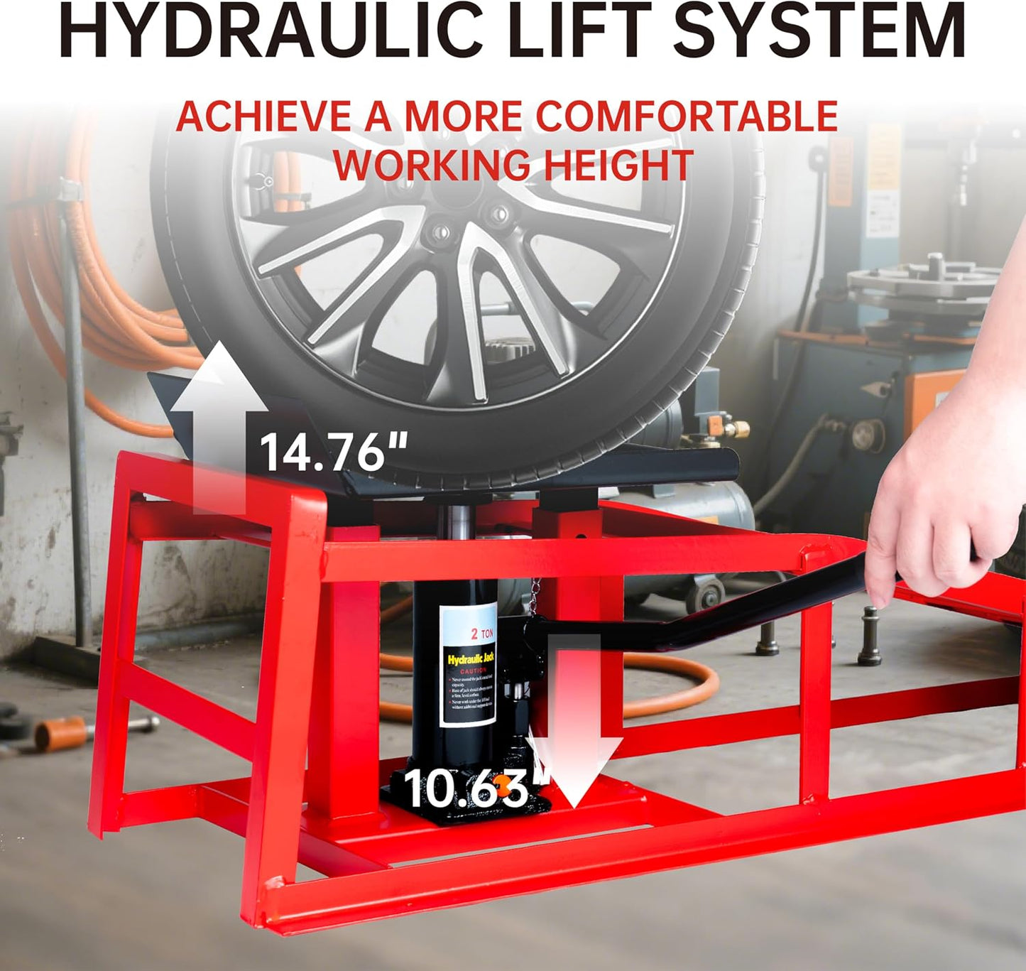 5 Ton (11000 lbs) Capacity Hydraulic Low Profile Car Ramps with Pin Lock, 10.6 to 14.7 Inch Lift Range, for Auto & Home Garage Maintenance, Oil Changes