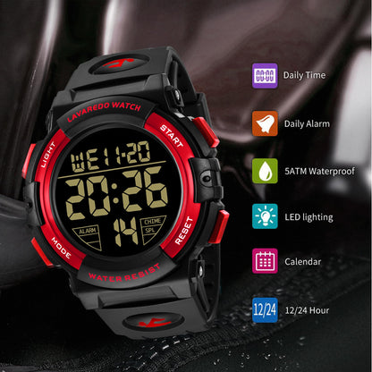 L LAVAREDO Mens Digital Watch Sports Military Watches Waterproof Outdoor Chronograph Wrist Watches for Men with LED Back Ligh/Alarm/Date