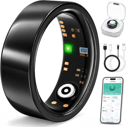 Smart Ring for Men & Women, Fitness Tracker, Sleep, Heart Rate, SpO2 | No subscription app, iOS & Android compatible, IP68 waterproof, sleep and naps, activity, women's health, family care.