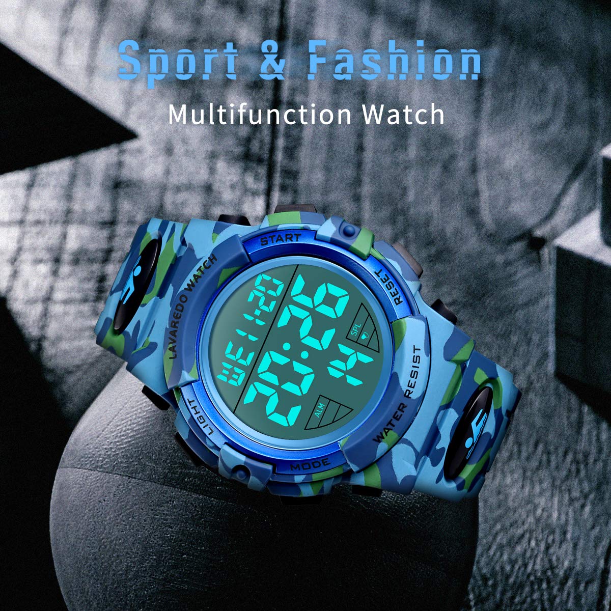 L LAVAREDO Mens Digital Watch Sports Military Watches Waterproof Outdoor Chronograph Wrist Watches for Men with LED Back Ligh/Alarm/Date