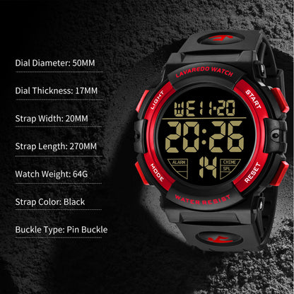 L LAVAREDO Mens Digital Watch Sports Military Watches Waterproof Outdoor Chronograph Wrist Watches for Men with LED Back Ligh/Alarm/Date
