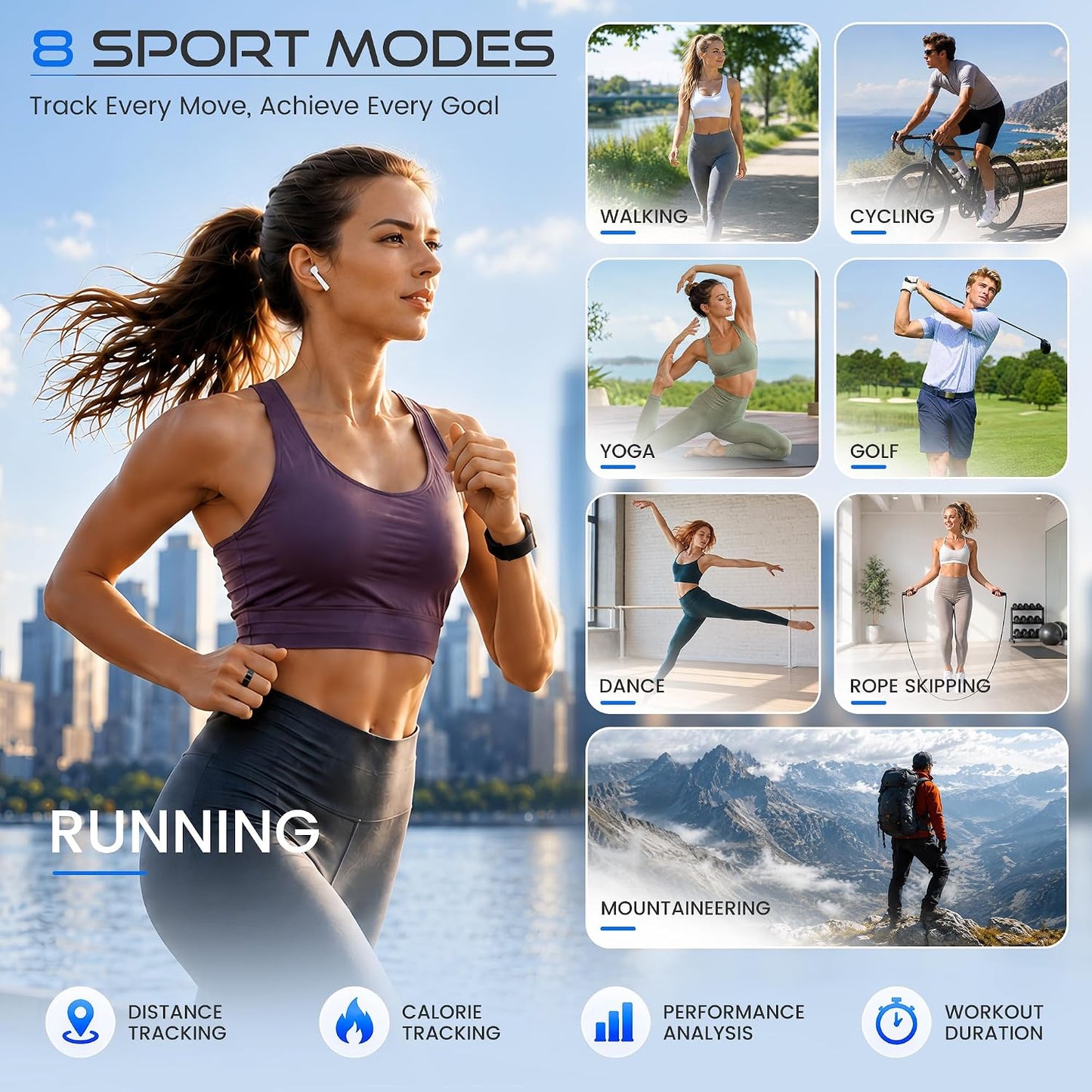 Smart Ring for Men & Women, Fitness Tracker, Sleep, Heart Rate, SpO2 | No subscription app, iOS & Android compatible, IP68 waterproof, sleep and naps, activity, women's health, family care.