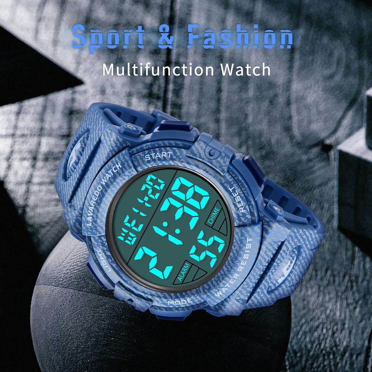 L LAVAREDO Mens Digital Watch Sports Military Watches Waterproof Outdoor Chronograph Wrist Watches for Men with LED Back Ligh/Alarm/Date