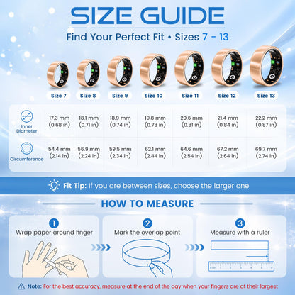Smart Ring for Men & Women, Fitness Tracker, Sleep, Heart Rate, SpO2 | No subscription app, iOS & Android compatible, IP68 waterproof, sleep and naps, activity, women's health, family care.
