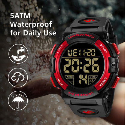 L LAVAREDO Mens Digital Watch Sports Military Watches Waterproof Outdoor Chronograph Wrist Watches for Men with LED Back Ligh/Alarm/Date