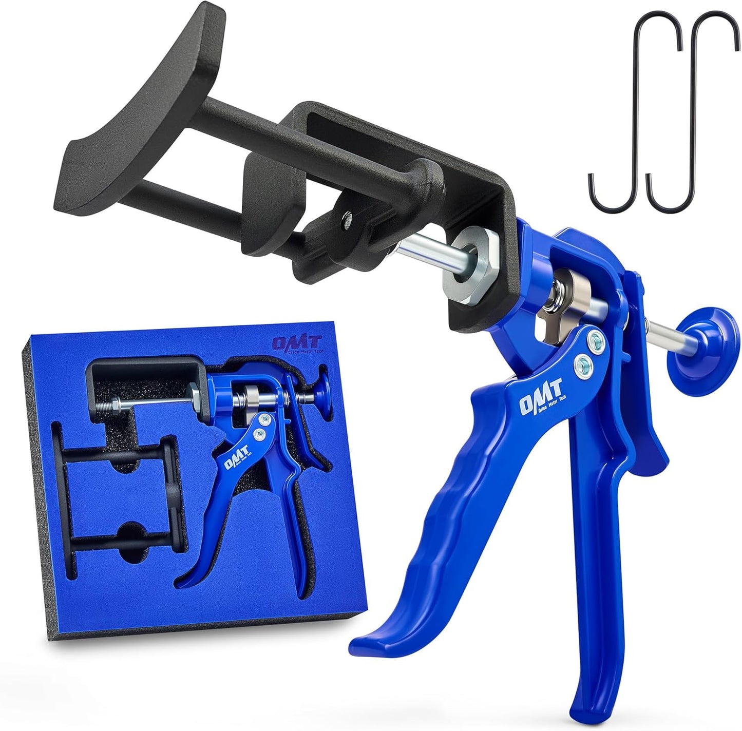 OMT Dual Piston Brake Caliper Compression Tool for Pad Replacement | Aluminum & Steel Build; 377 lb Force; Single and Dual Pistons; Brake Maintenance; Auto Technicians