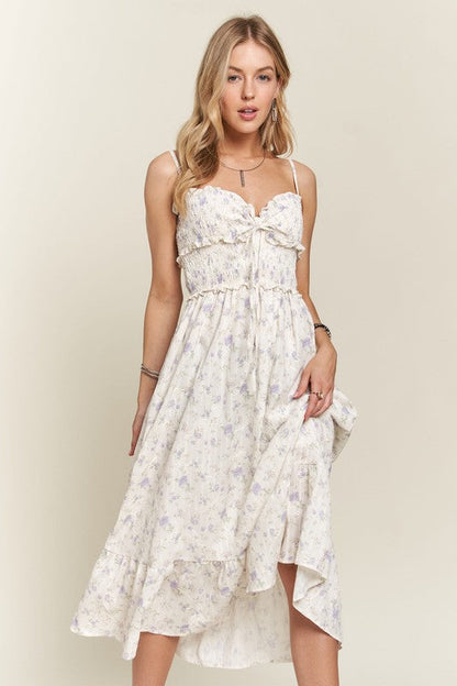 Beautiful Smocked Floral Dress Feminine & Flowy Dress Romantic Floral Print Girl Dress