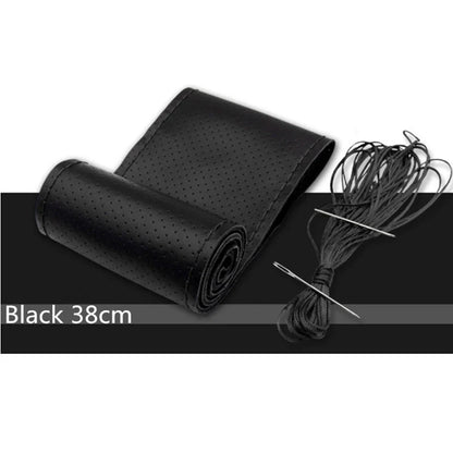 Genuine Leather Car Steering Wheel Cover Soft Anti slip Steering-Wheel Braid Cowhide Braid With Needles Thread Leather Steering Wheel Cover Heavy Duty Pure Cowhide Steering Wheel Cover, Genuine Leather Steering Wheel Cover (Copy)