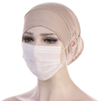 NEW Soft Cotton Hijab Breathable Turban Tie Under Scarf Elegant Ear Hole Stretch Inner Hijabs Lightweight Turban Round Front Under Hijab Caps Female Turban Bonnet
