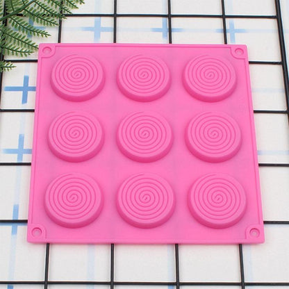 9 Holes 3D Chocolate Mold Big Textured Fondant Silicone Insert Mould Cookie Cake Mold Decoration Cake Chocolate Tools Shape Silicone Round Mold Cake Decorating Tools